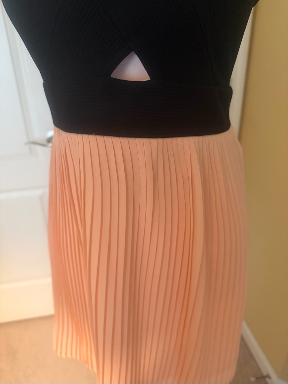 Material Girl Black Top with Peach Pleated Dress - Picture 4 of 6